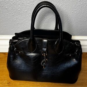 Women’s leather STEVE MADDEN DT627030 rhinestones SATCHEL/SHOULDER BAG  BLACK